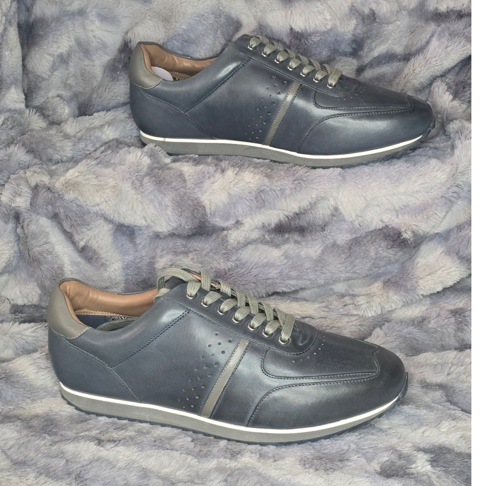 NWB‎ Thomas & Vine Fenway Wide Width  Leather Sneakers Gray/Blue size 9.5